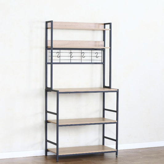 Estantería de cocina industrial con estructura metálica (171x84x40) con 5 baldas y ganchos para utensilios