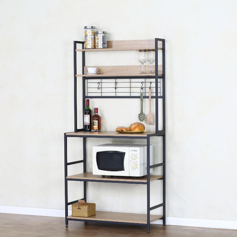Estantería de cocina industrial con estructura metálica (171x84x40) con 5 baldas y ganchos para utensilios