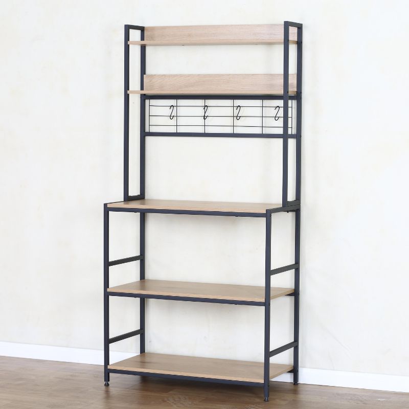Estantería de cocina industrial con estructura metálica (171x84x40) con 5 baldas y ganchos para utensilios