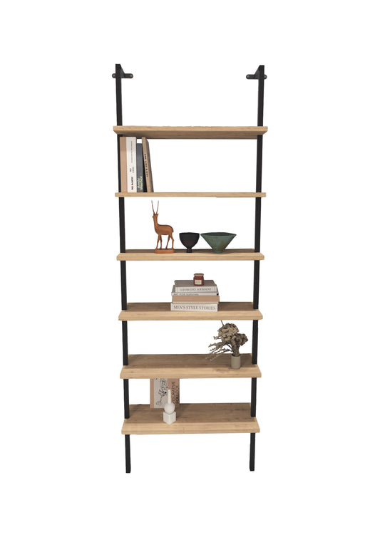 Buyqualia Estantería de Pared de Estilo Industrial con baldas en melamina Color safir y Estructura de Acero en Negro (Alto 183 / Ancho 60 / Fondo 20) cm