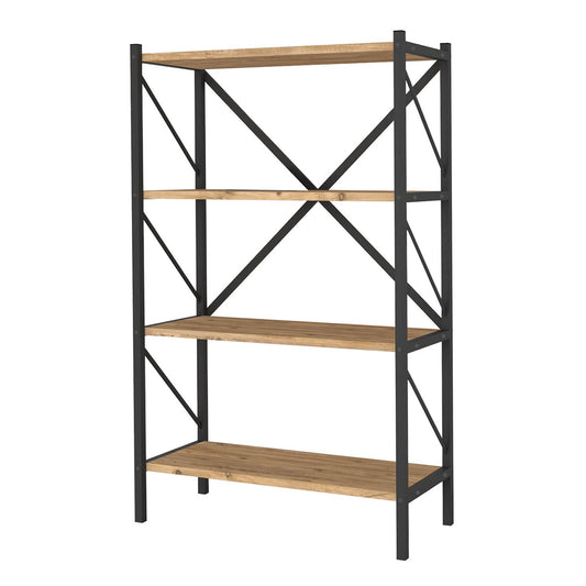 Estantería Estilo Industrial – 121x66x34 cm – Estantes en Melamina Color Safir y Estructura Metálica Negra – Mueble Versátil Buyqualia