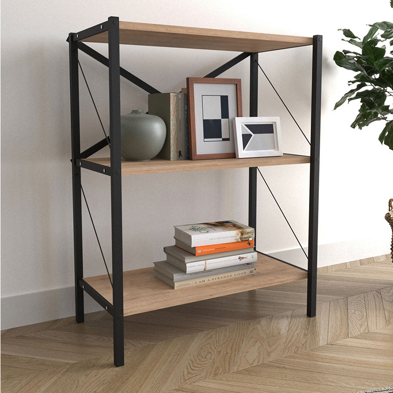 Estantería de Estilo Industrial con estantes de melamina Color safir y Estructura de Acero en Negro  - Medidas: 85x66x34 cm - Buyqualia