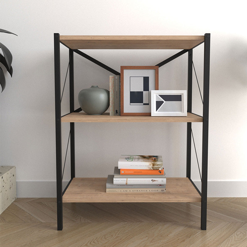 Estantería de Estilo Industrial con estantes de melamina Color safir y Estructura de Acero en Negro  - Medidas: 85x66x34 cm - Buyqualia