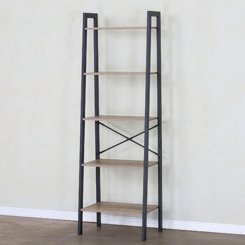 Estantería alta tipo escalera con estructura metálica (170x60x35) y 5 baldas