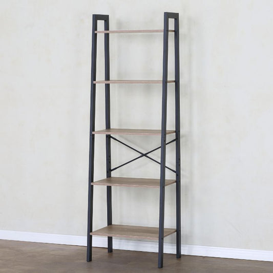 Estantería alta tipo escalera con estructura metálica (170x60x35) y 5 baldas