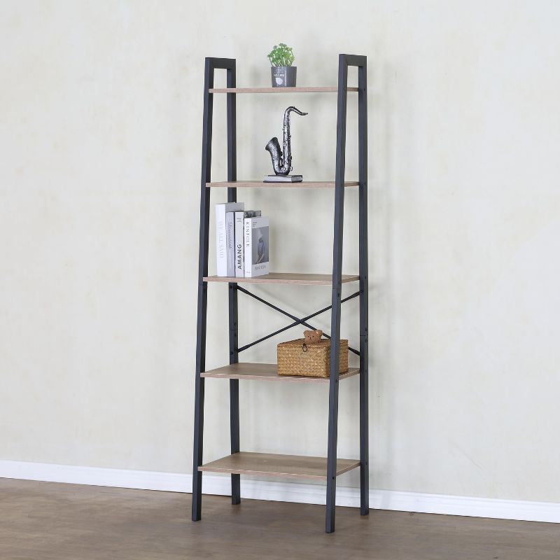 Estantería alta tipo escalera con estructura metálica (170x60x35) y 5 baldas