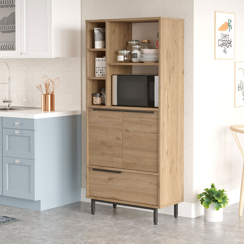 Vitrina librero moderna tipo madera con puertas y espacios de almacenamiento
