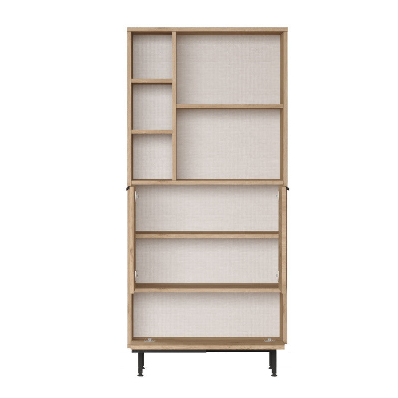 Vitrina librero moderna tipo madera con puertas y espacios de almacenamiento