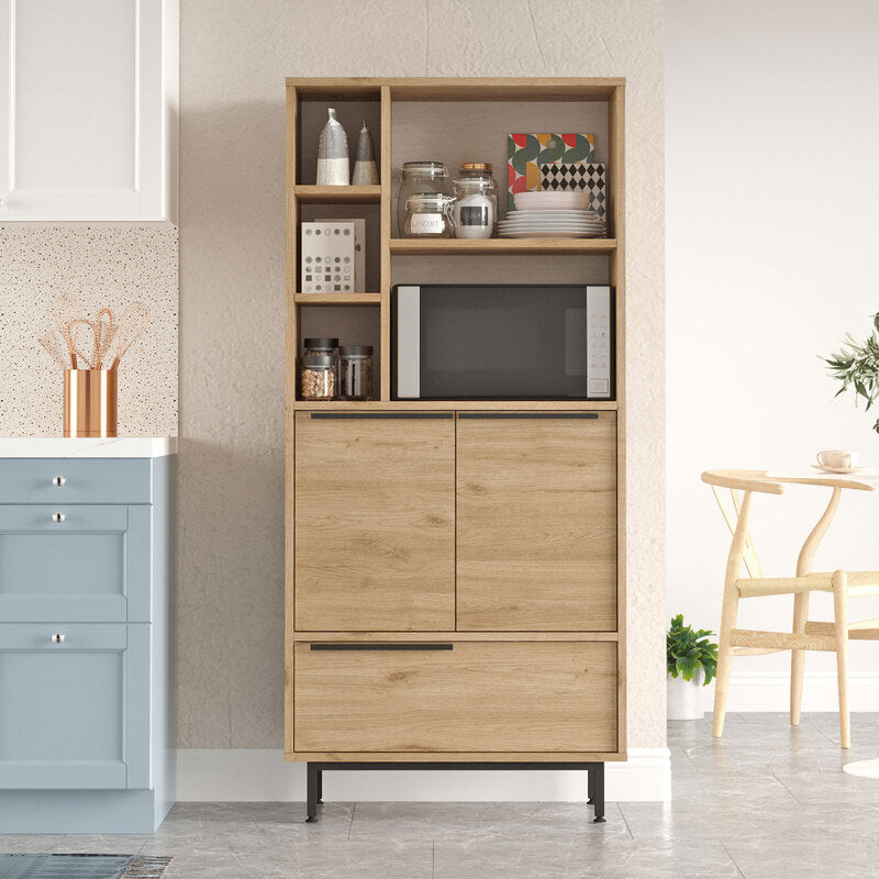 Vitrina librero moderna tipo madera con puertas y espacios de almacenamiento