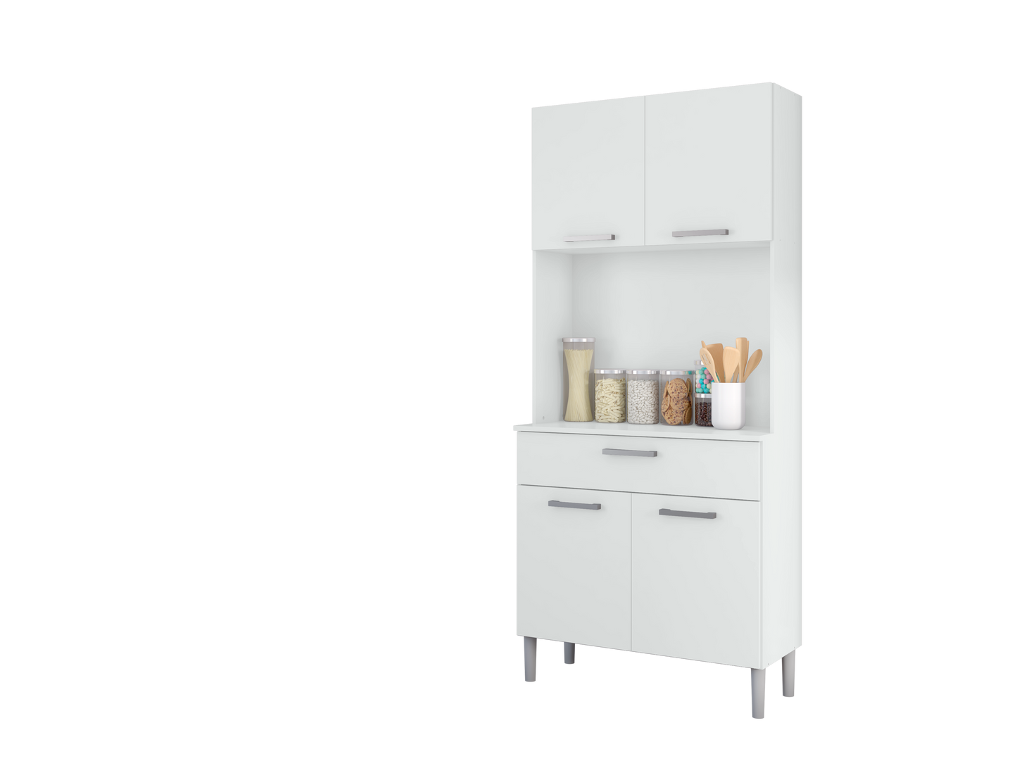 Armario alacena de cocina con cajón y puertas abatibles en color blanco ( alto 180 / ancho 80 / fondo 36 )