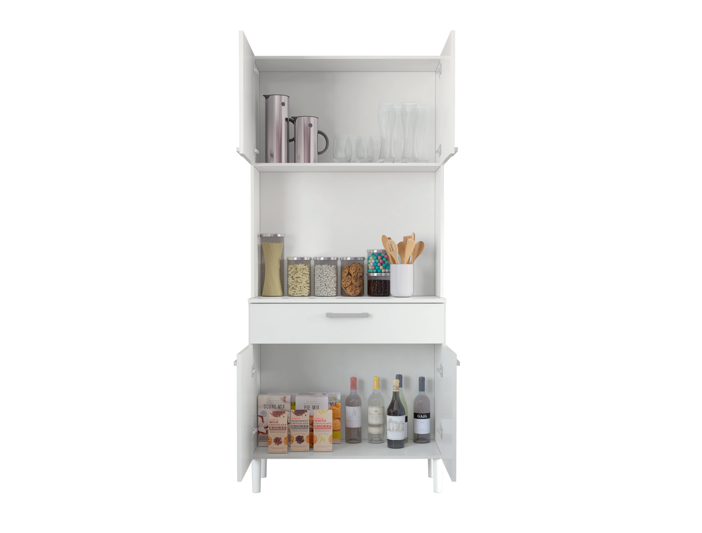 Armario alacena de cocina con cajón y puertas abatibles en color blanco ( alto 180 / ancho 80 / fondo 36 )