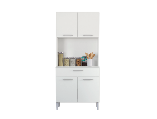 Armario alacena de cocina con cajón y puertas abatibles en color blanco ( alto 180 / ancho 80 / fondo 36 )