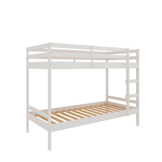 Litera para dormitorios Infantiles, Juveniles o de Invitados de Madera Maciza de Dos Camas con Escalera - para colchón de 90x190 cm