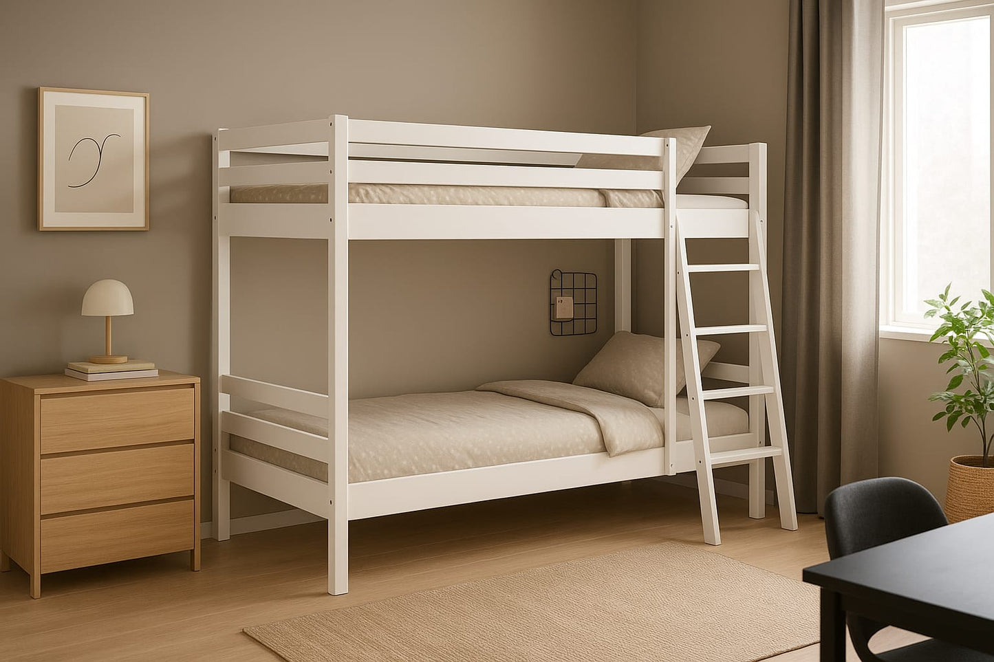 Litera de Madera 154x104x199 cm | Cama Doble Compacta con Diseño Clásico para Niños y Adultos | Estructura de Pino Macizo Resistente - buyqualia
