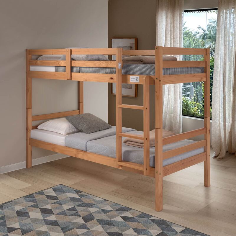 Litera de Madera 154x104x199 cm | Cama Doble Compacta con Diseño Clásico para Niños y Adultos | Estructura de Pino Macizo Resistente - buyqualia