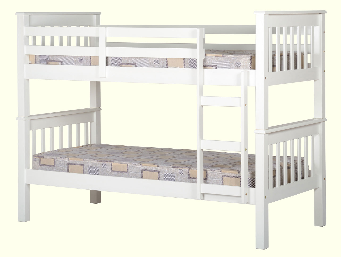 Litera de Madera Blanca 151x205x105 cm | Cama Doble Compacta con Escalera y Baranda de Seguridad | Diseño Moderno para Niños y Adultos - Buyqualia