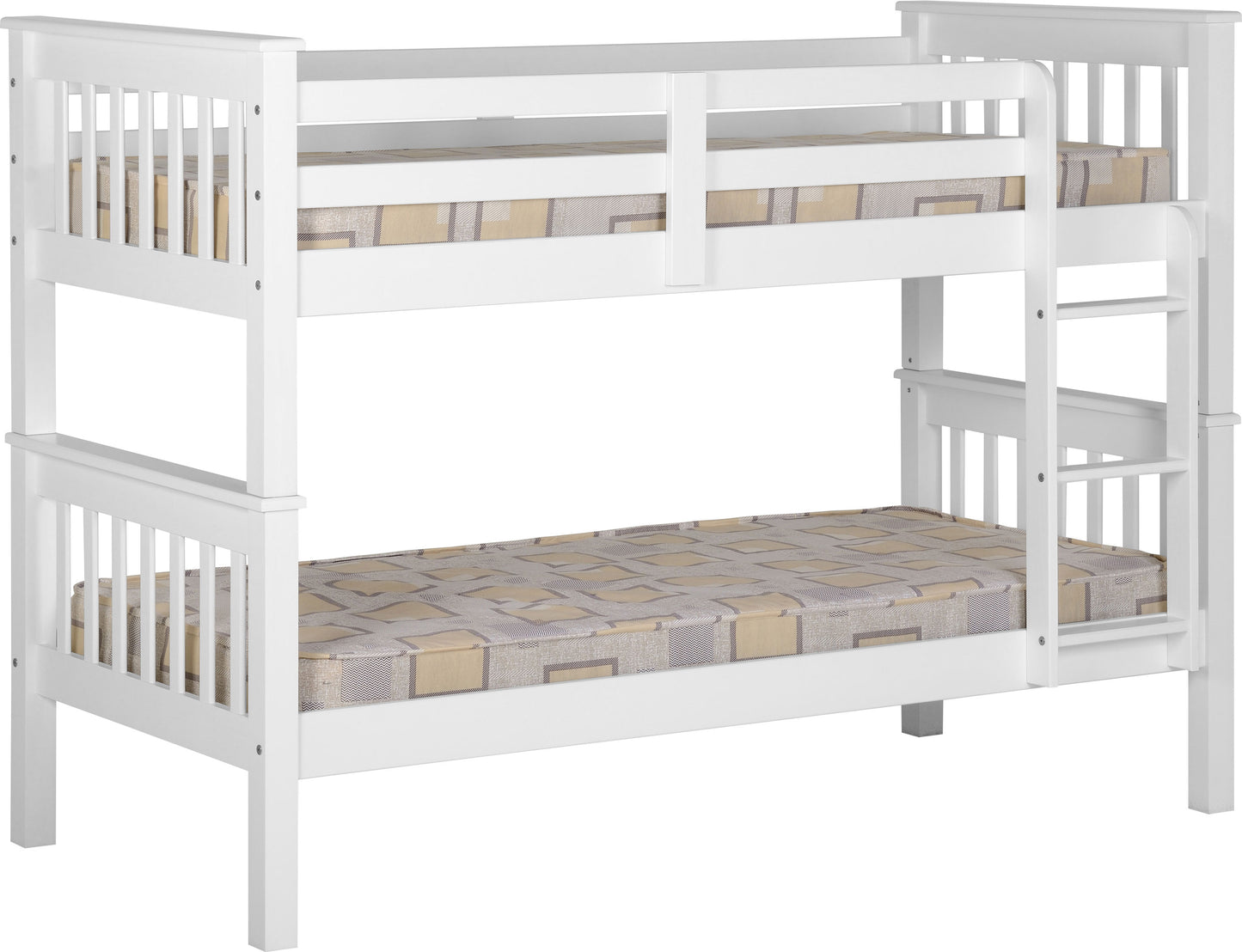 Litera de Madera Blanca con Cama Nido Inferior – 3 Camas Individuales