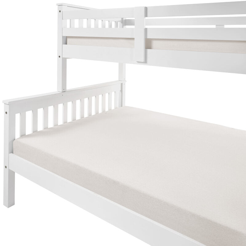 Litera de Madera Blanca 150x204x147 cm | Cama Matrimonial e Individual (135x190 abajo y 90x190 arriba) | Estructura Robusta con Escalera y Baranda de Seguridad - Buyqualia
