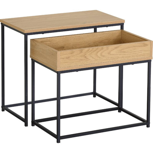 Mesa auxiliar 2 en 1 con bandeja extraíble – set 2 unidades 55x60x30 / 45x55x30cm