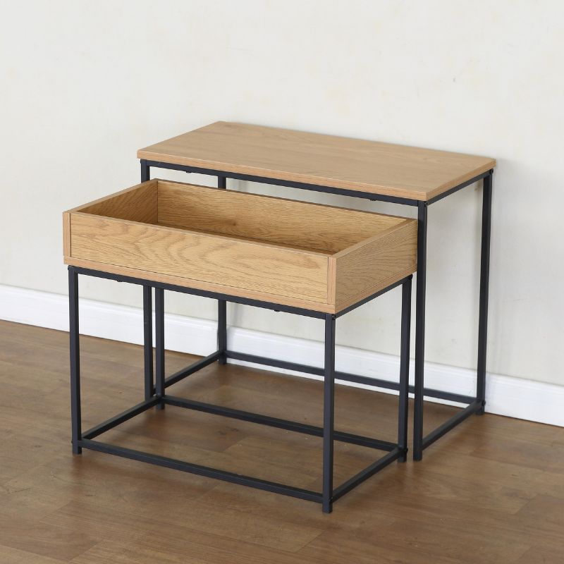Mesa auxiliar 2 en 1 con bandeja extraíble – set 2 unidades 55x60x30 / 45x55x30cm