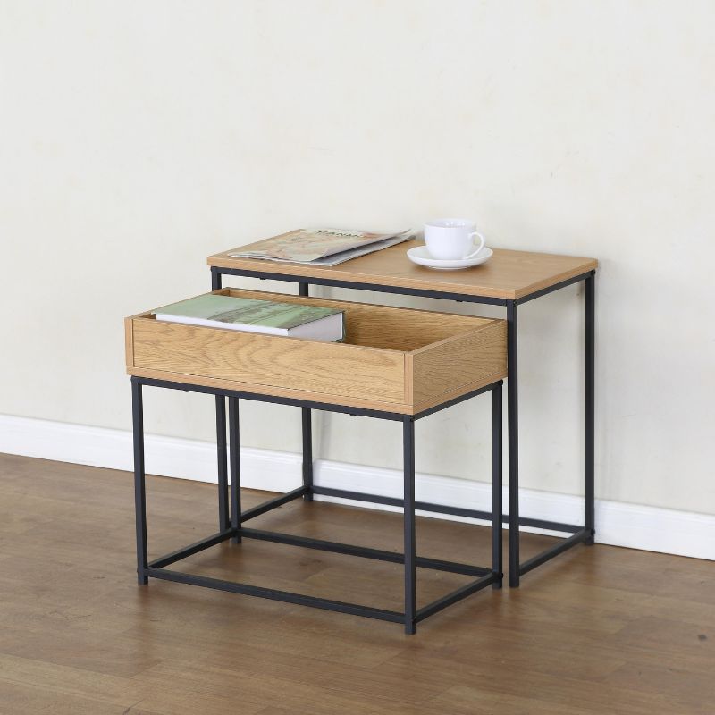Mesa auxiliar 2 en 1 con bandeja extraíble – set 2 unidades 55x60x30 / 45x55x30cm