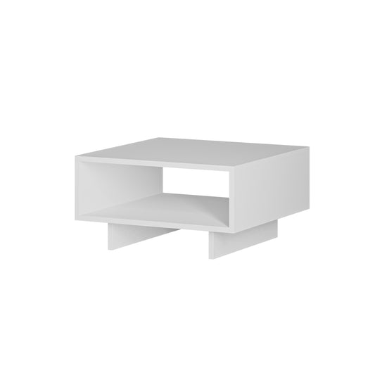 Buyqualia Mesa de Centro Auxiliar multifunción con Hueco para Almacenamiento (Alto 32 / Ancho 60 / Fondo 60) en Color (Blanco)