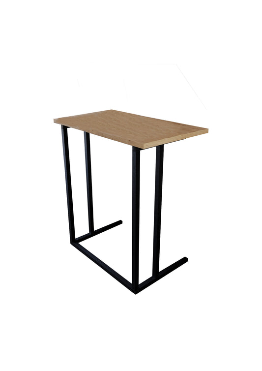 Buyqualia Mesa Auxiliar de Estilo Industrial en melamina y Estructura de Acero en Negro (Alto 66 / Ancho 60 / Fondo 36)