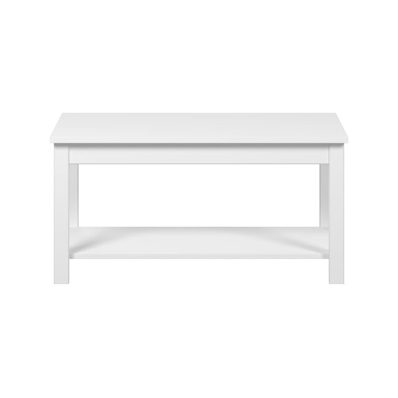 Mesa de Centro Blanca con Estante Inferior Estilo Moderno