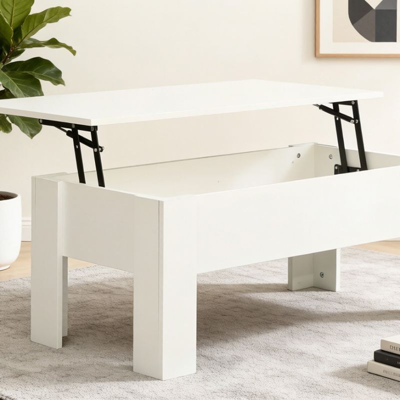 Mesa de Centro Elevable con Espacio de Almacenaje – Mesa de Salón Funcional – Disponible en Blanco, Roble Ares y Sonoma