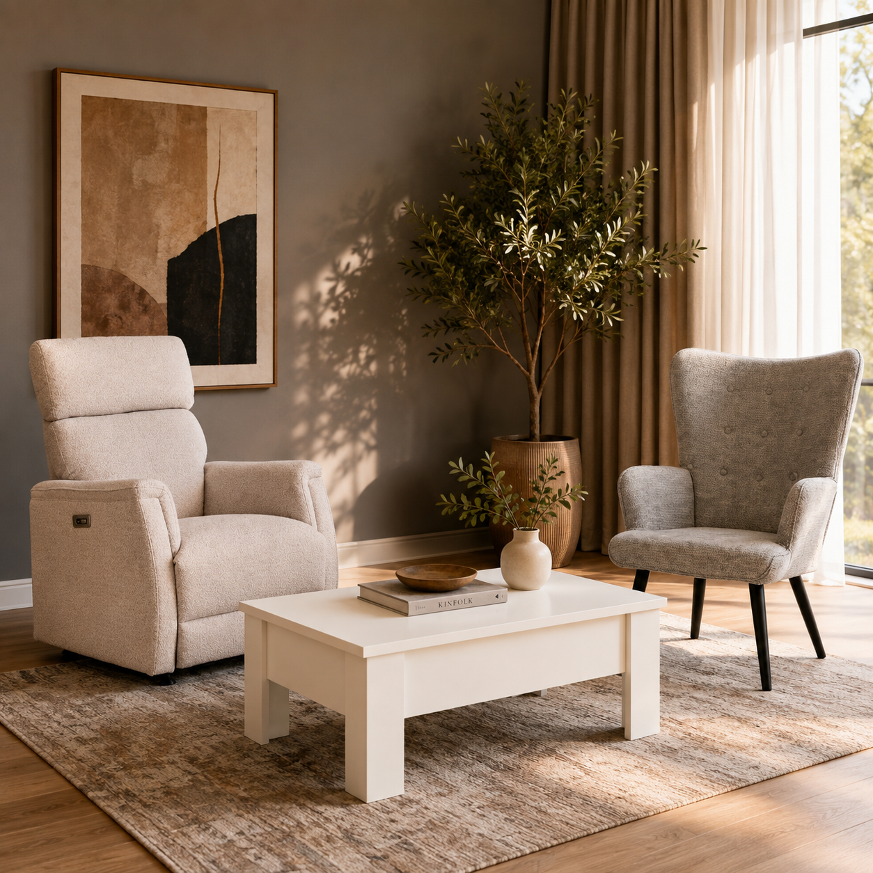 Mesa de Centro Elevable con Espacio de Almacenaje – Mesa de Salón Funcional – Disponible en Blanco, Roble Ares y Sonoma