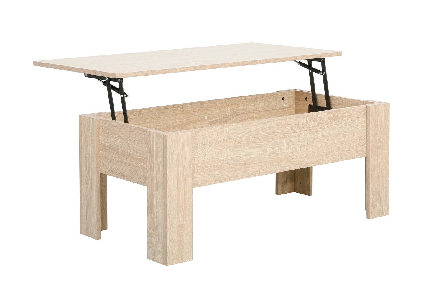 Mesa de Centro Elevable con Espacio de Almacenaje – Mesa de Salón Funcional – Disponible en Blanco, Roble Ares y Sonoma