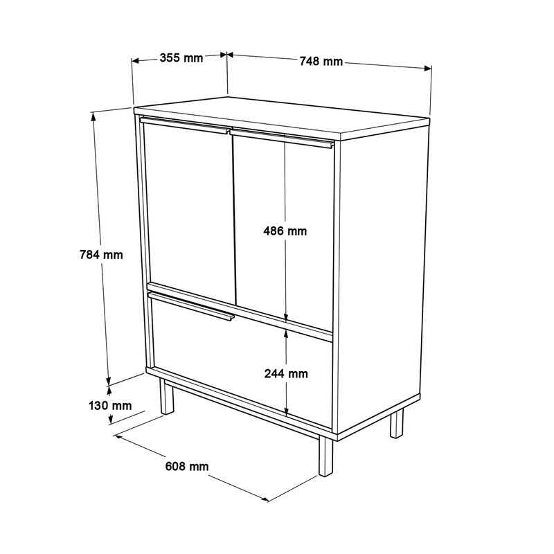 Aparador de Madera Acabado Roble con Patas Metálicas – Estilo Moderno Industrial – Mueble de Almacenaje para Salón, Comedor o Recibidor – Buyqualia
