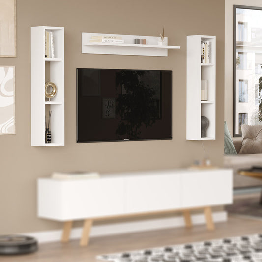 Estantería de Pared con Balda y Laterales – 90x20x16 cm – Color Blanco – Mueble Decorativo Modular – Buyqualia