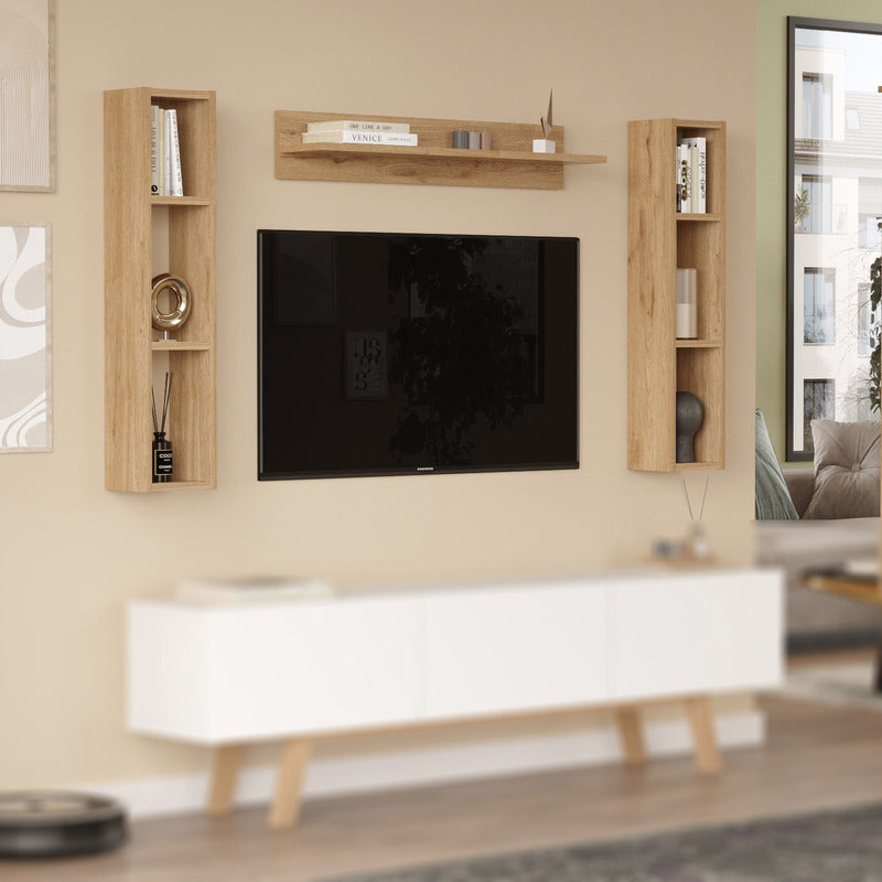 Estantería de Pared con Balda y Laterales – 90x20x16 cm – Color Blanco – Mueble Decorativo Modular – Buyqualia
