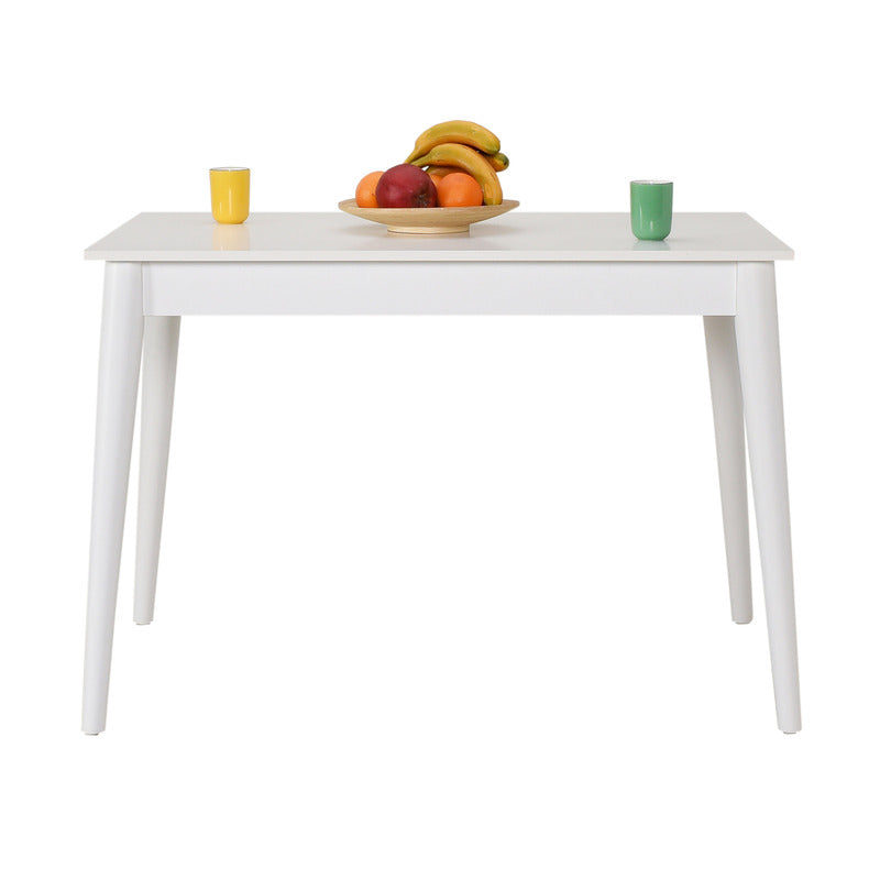 Mesa de Comedor Blanca – Melamina de Alta Resistencia, Estilo Moderno para 4 a 6 Personas - 70x110x77cm - Buyqualia