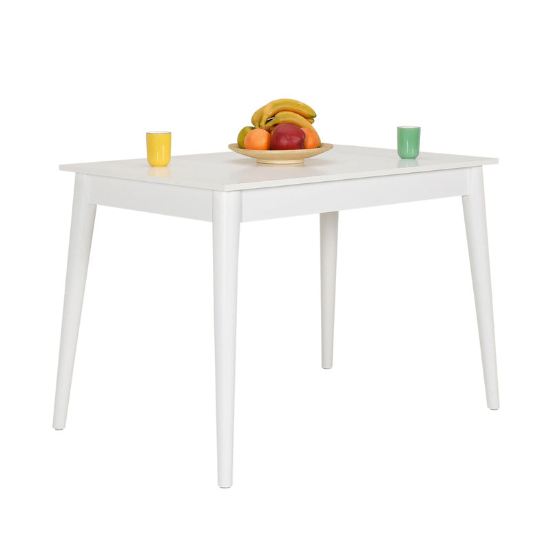 Mesa de Comedor Blanca – Melamina de Alta Resistencia, Estilo Moderno para 4 a 6 Personas - 70x110x77cm - Buyqualia