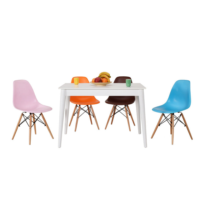 Mesa de Comedor Blanca – Melamina de Alta Resistencia, Estilo Moderno para 4 a 6 Personas - 70x110x77cm - Buyqualia