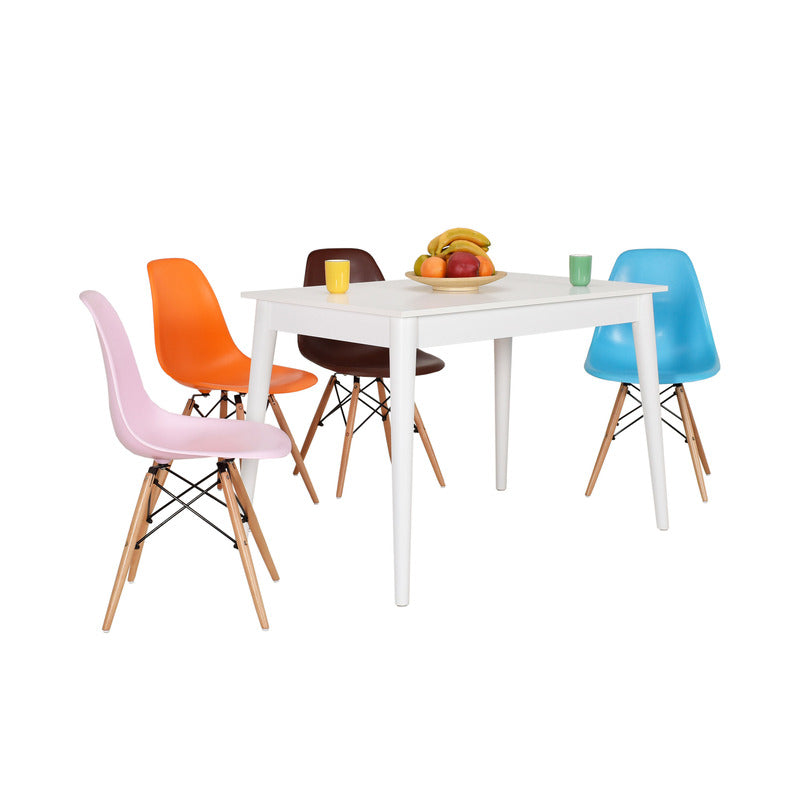 Mesa de Comedor Blanca – Melamina de Alta Resistencia, Estilo Moderno para 4 a 6 Personas - 70x110x77cm - Buyqualia