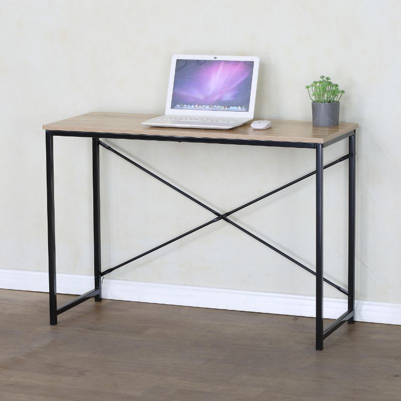 Escritorio compacto con estructura metálica y tapa sonoma de 70X100X40cm