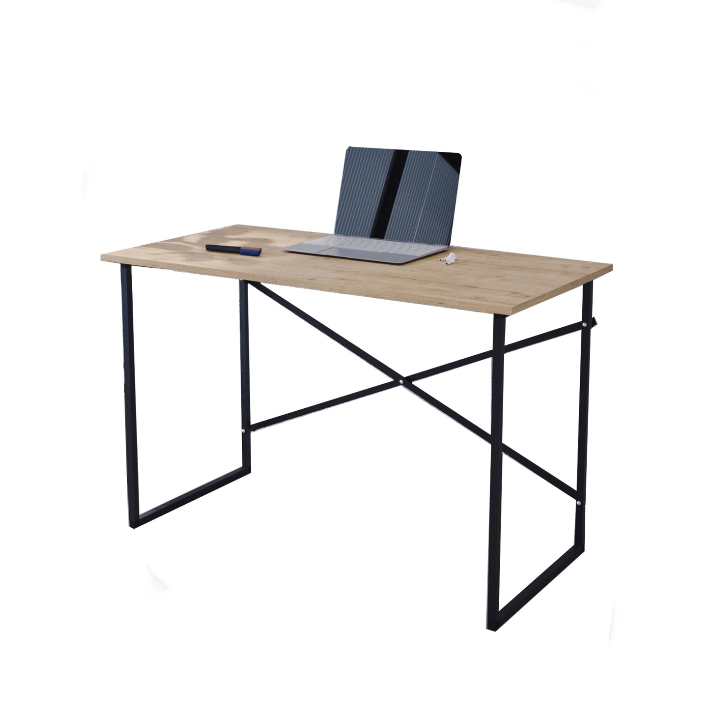 Buyqualia Mesa Escritorio para despacho u Oficina en casa de Estilo Industrial con Estructura de Acero (Ancho 90 cm)