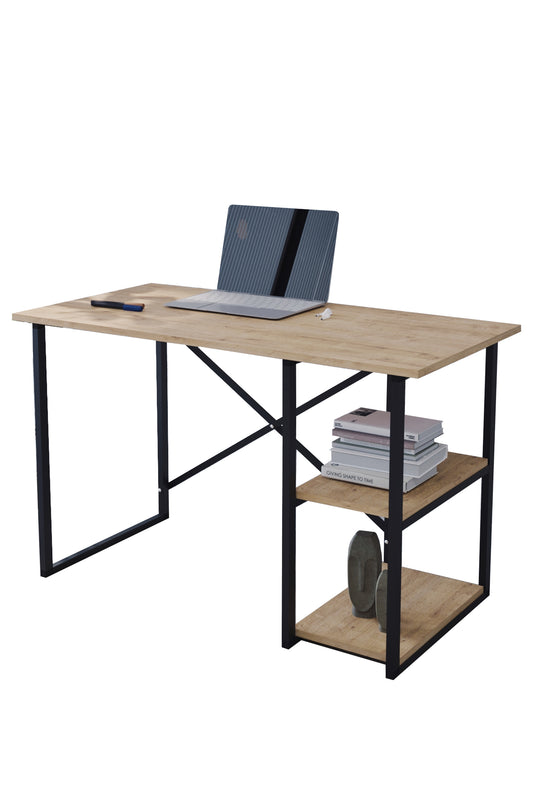 Buyqualia Mesa Escritorio para despacho u Oficina en casa de Estilo Industrial con Estructura de Acero (Ancho 90 cm)