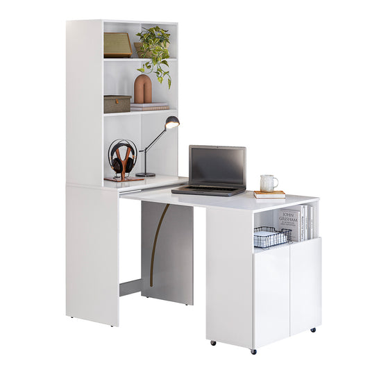 Escritorio/Estantería con Espacio de Almacenamiento inferior - En Color Blanco