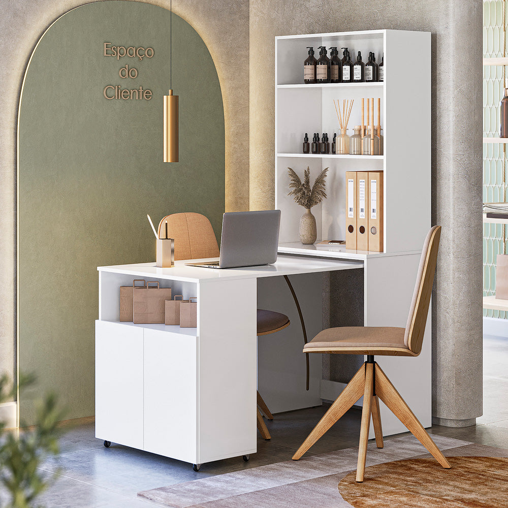 Escritorio/Estantería con Espacio de Almacenamiento inferior - En Color Blanco