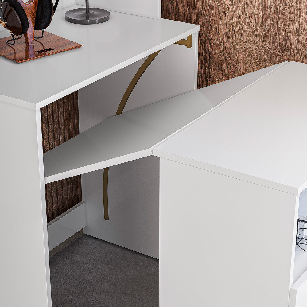 Escritorio/Estantería con Espacio de Almacenamiento inferior - En Color Blanco
