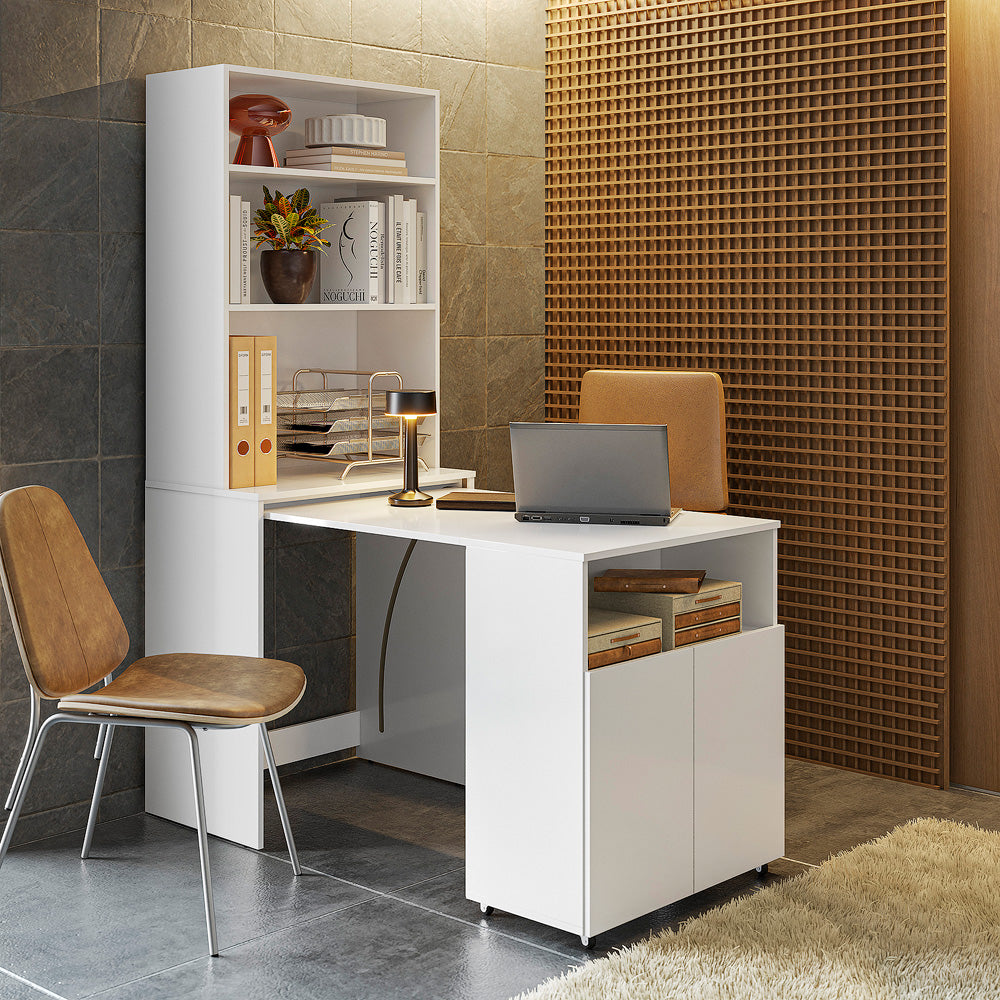 Escritorio/Estantería con Espacio de Almacenamiento inferior - En Color Blanco