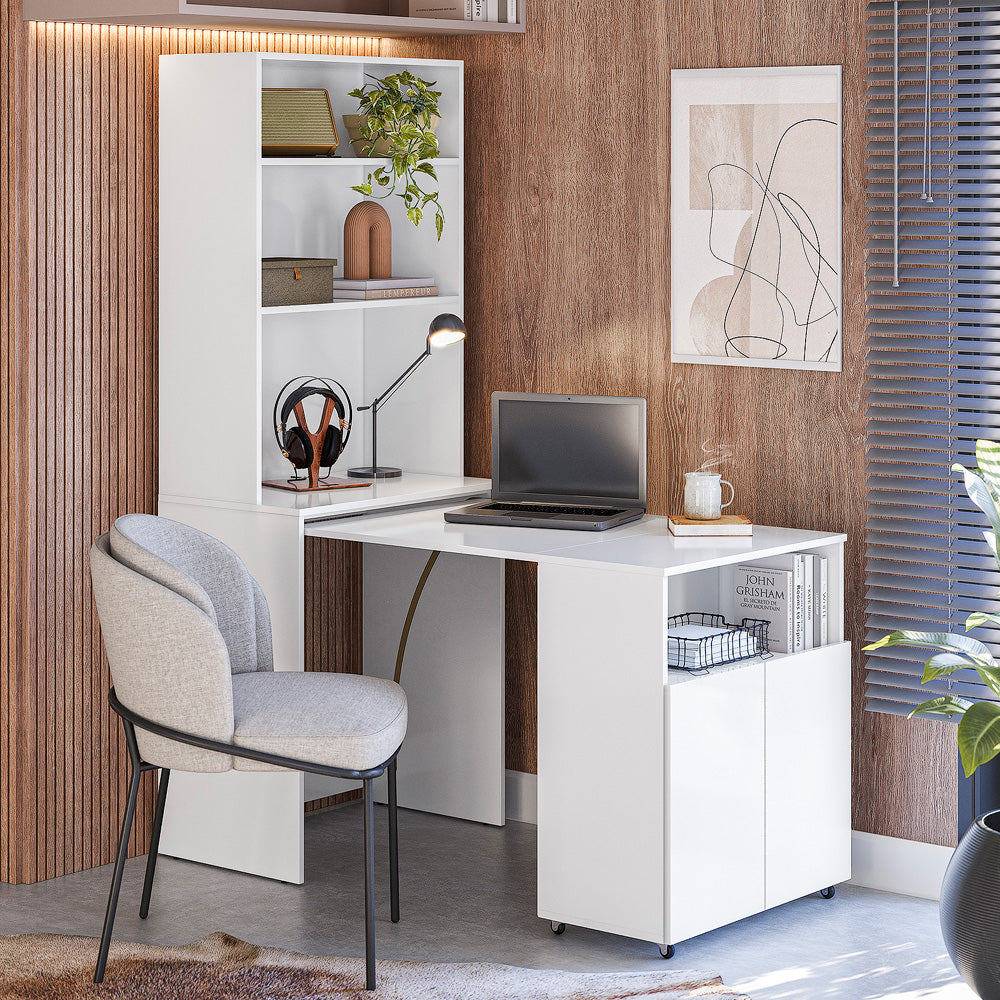 Escritorio/Estantería con Espacio de Almacenamiento inferior - En Color Blanco