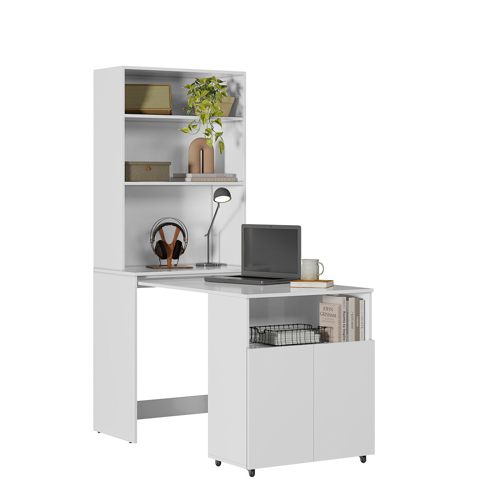 Escritorio/Estantería con Espacio de Almacenamiento inferior - En Color Blanco