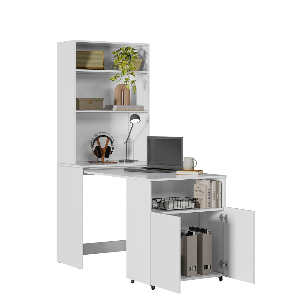 Escritorio/Estantería con Espacio de Almacenamiento inferior - En Color Blanco