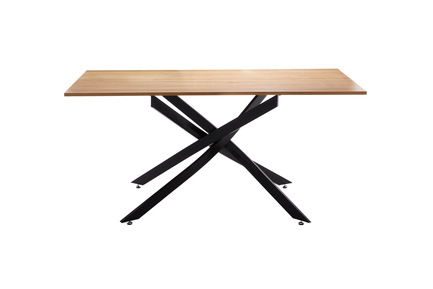 Mesa de comedor con tapa color safir y patas metálicas negras entrelazadas – Diseño moderno industrial, 73x160x90 cm - Buyqualia