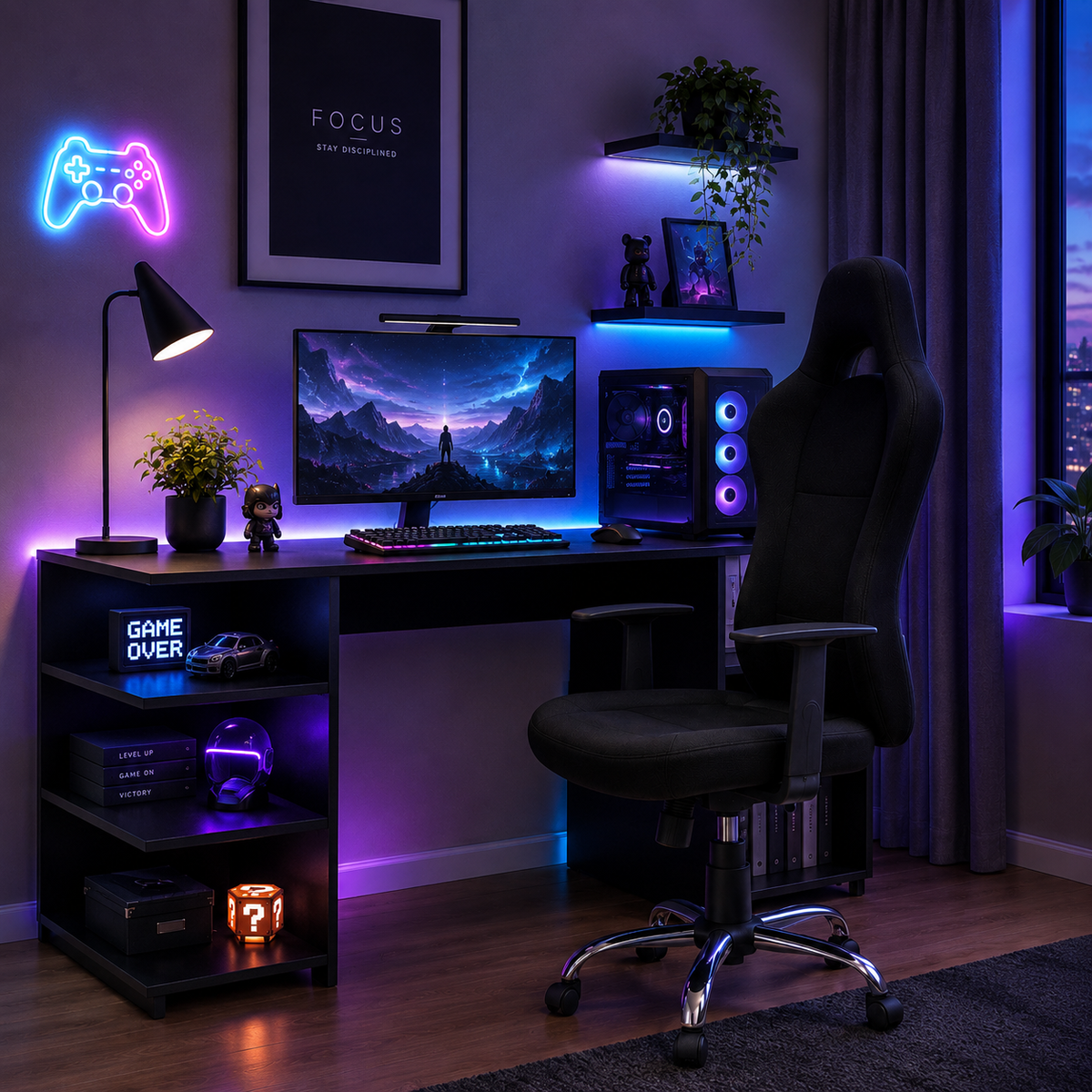Mesa Escritorio Gamer - Mesa Ordenador - Escritorio Oficina/Despacho - Dimensiones: 136x75x60cm - Buyqualia